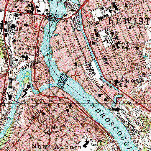 Topographic Map of Cedar Street Park, ME