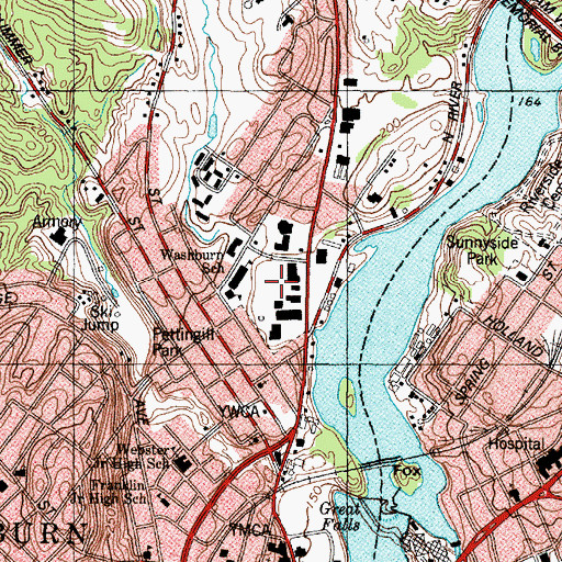 Topographic Map of Center Street Shopping Plaza Shopping Center, ME