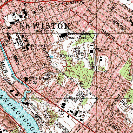 Topographic Map of Central Maine Civic Center, ME