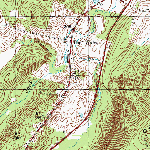 Topographic Map of East Wales Cemetery, ME