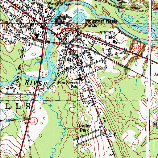 Topographic Map of Elm Street School Mechanic Falls, ME