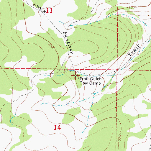 Topographic Map of Trail Gulch Cow Camp, CO