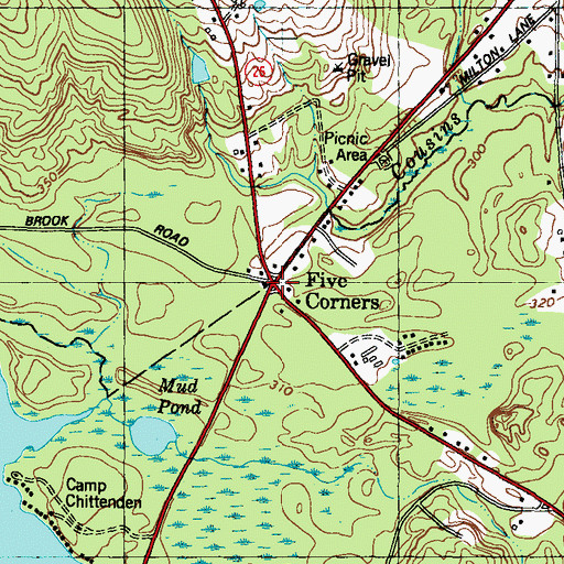 Topographic Map of Five Corners, ME