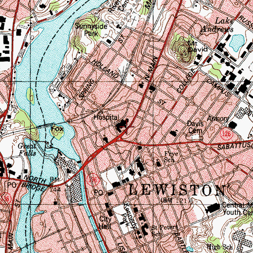 Topographic Map of Central Maine Medical Center Gerrish True Health Sciences Library, ME