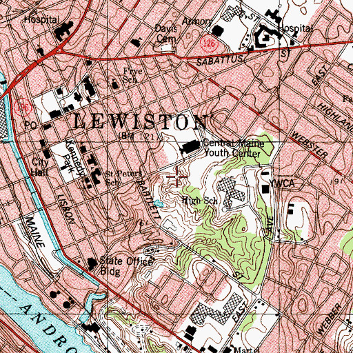 Topographic Map of Governor James Longley Elementary School, ME