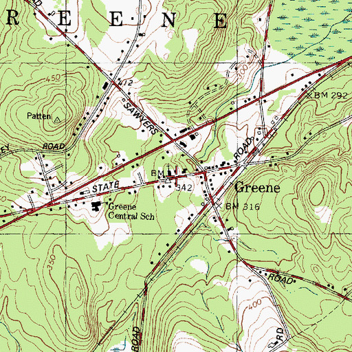 Topographic Map of Greene Baptist Church, ME