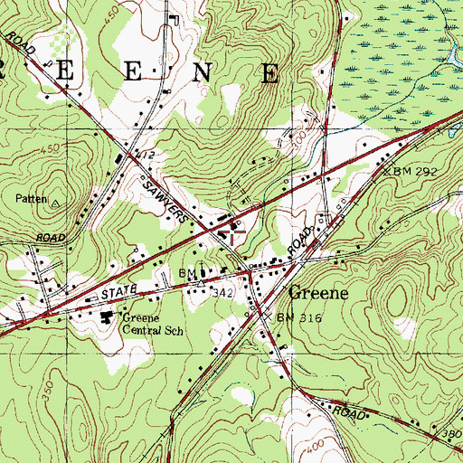 Topographic Map of Greene Post Office, ME