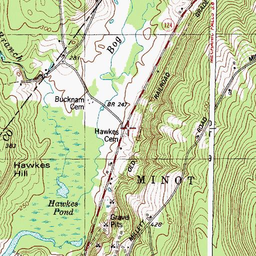 Topographic Map of Hawkes Cemetery, ME