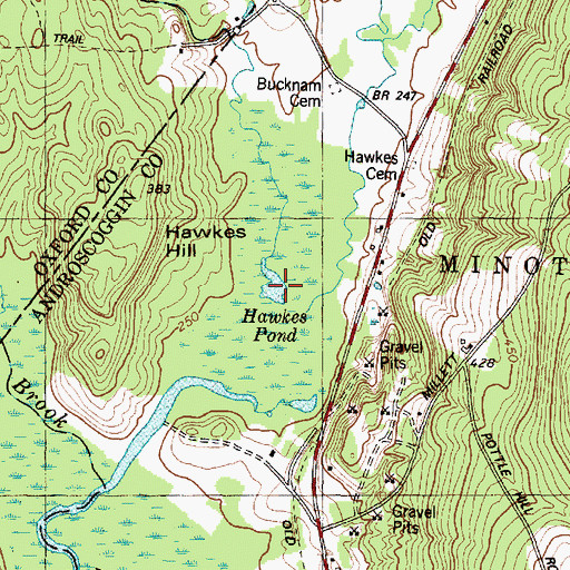 Topographic Map of Hawkes Pond, ME