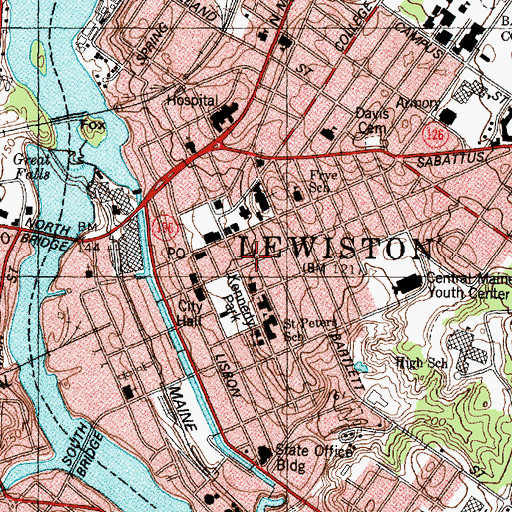 Topographic Map of Healey Asylum (historical), ME