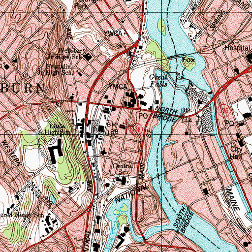 Topographic Map of High Street Congregational Church, ME