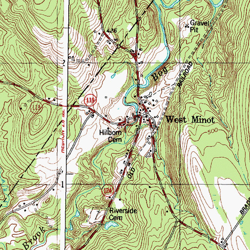 Topographic Map of Hilborn Cemetery, ME