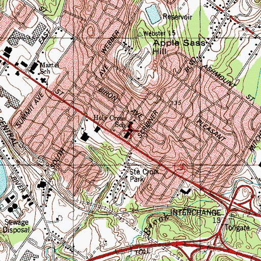 Topographic Map of Holy Cross Catholic Church, ME