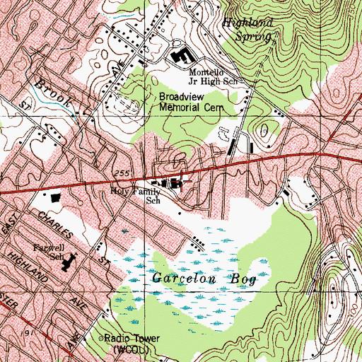Topographic Map of Holy Family Church, ME