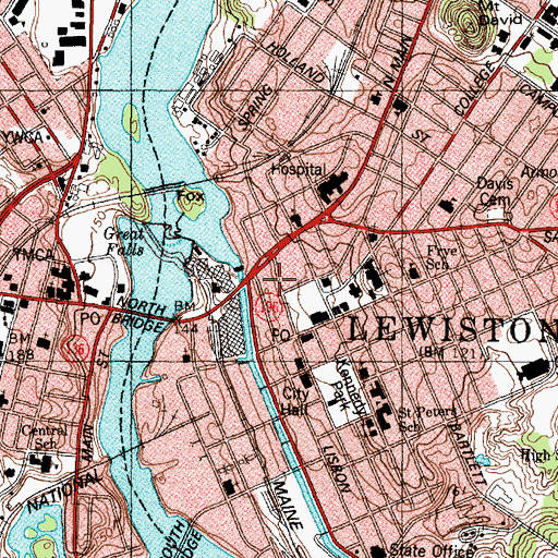 Topographic Map of Husson College, ME