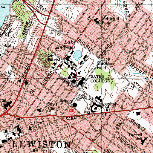 Topographic Map of Isaac L Rice French Library, ME