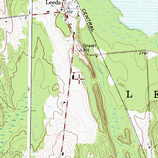 Topographic Map of Leeds Central School, ME
