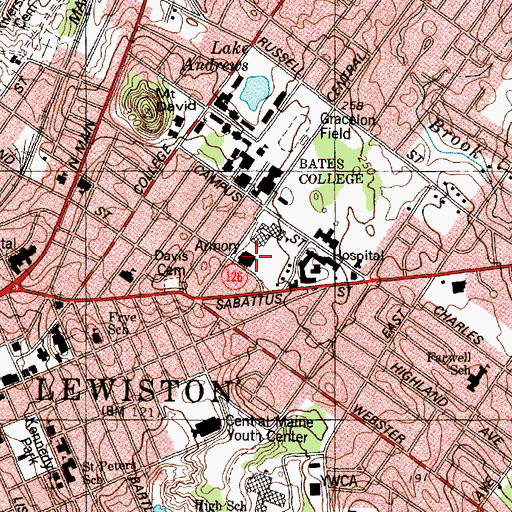 Topographic Map of Lewiston Armory, ME