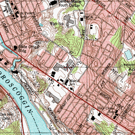 Topographic Map of Lewiston Mall Shopping Center, ME
