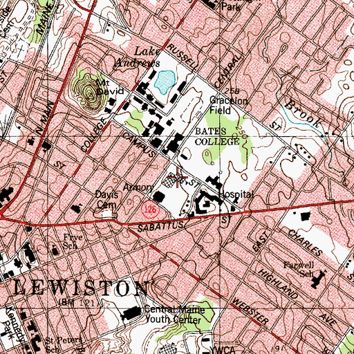 Topographic Map of Lewiston Middle School, ME
