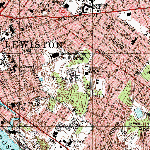Topographic Map of Lewiston Regional Technical Center, ME