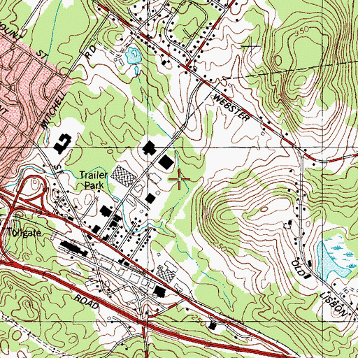 Topographic Map of Lewiston-Auburn College-University of Southern Maine, ME