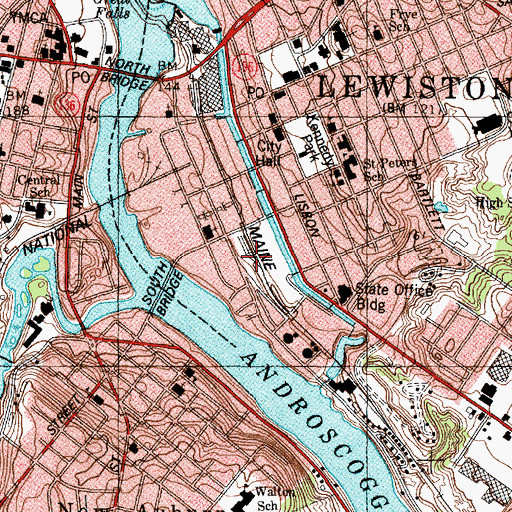 Topographic Map of Lincoln Street Park, ME