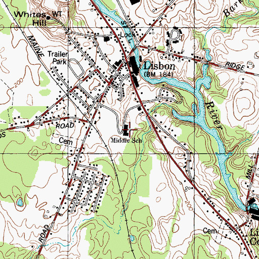 Topographic Map of Lisbon Elementary School (historical), ME