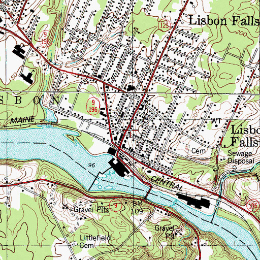 Topographic Map of Lisbon Library Department, ME