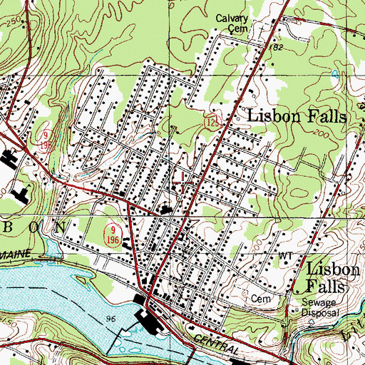 Topographic Map of Lisbon United Methodist Church, ME