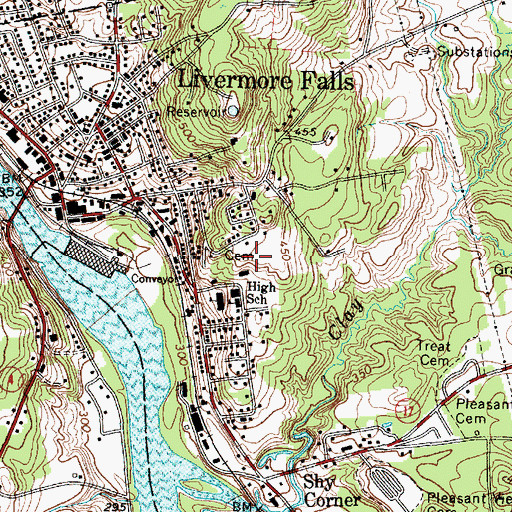 Topographic Map of Livermore Falls Cemetery, ME