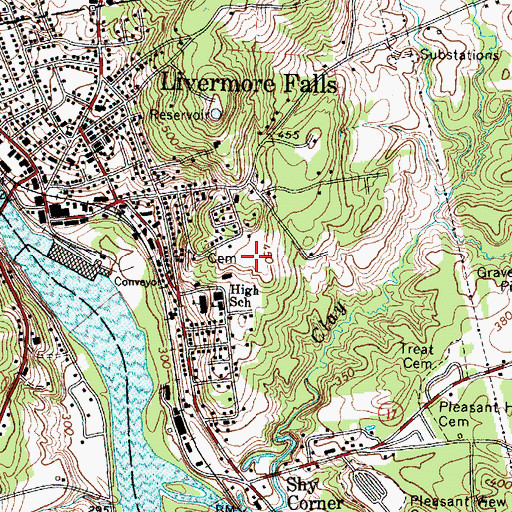 Topographic Map of Livermore Falls High School, ME