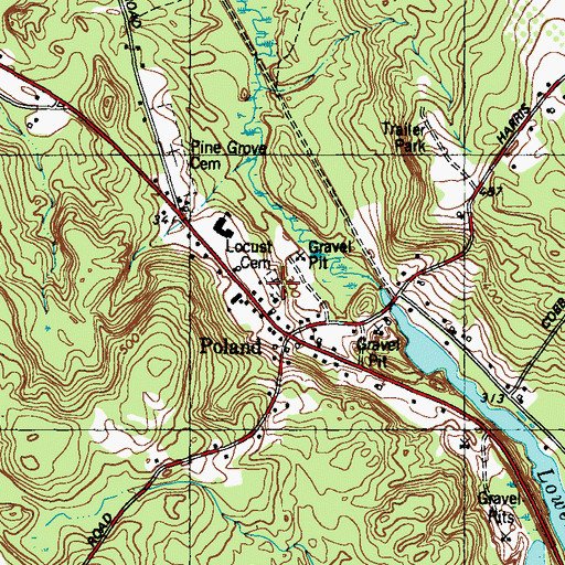 Topographic Map of Locust Cemetery, ME
