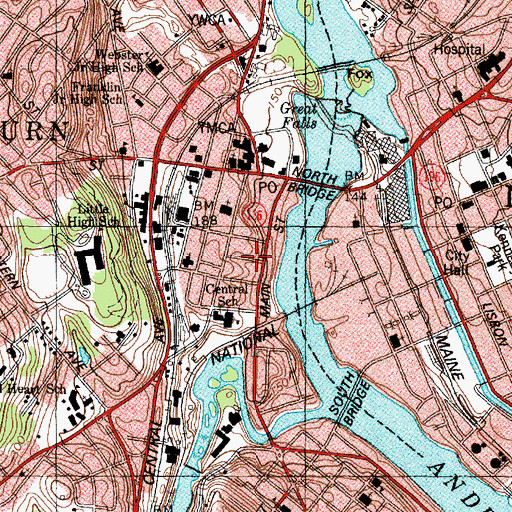 Topographic Map of Main Street Historic District, ME