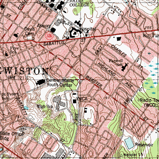 Topographic Map of Marcotte Park Playground-Ball Field, ME