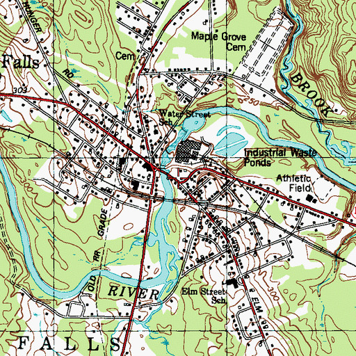 Topographic Map of Mechanic Falls Public Library, ME