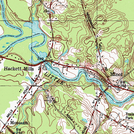 Topographic Map of Minot Post Office, ME
