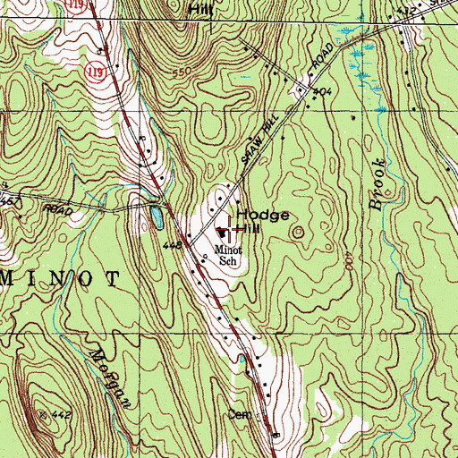 Topographic Map of Minot Consolidated School, ME