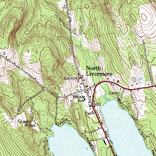 Topographic Map of North Livermore Cemetery, ME