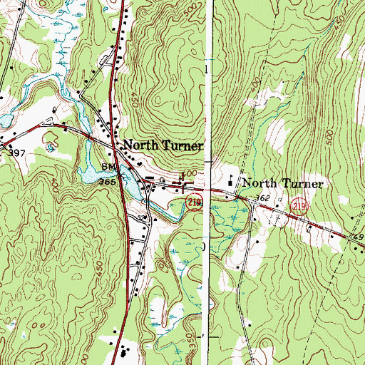 Topographic Map of North Turner Presbyterian Church, ME