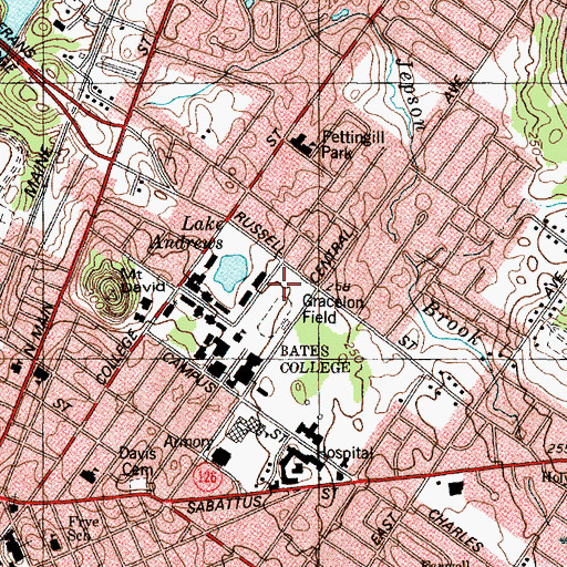 Topographic Map of Olin Arts Center, ME