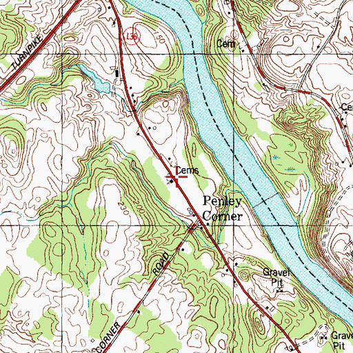 Topographic Map of Penley Corner Cemetery, ME