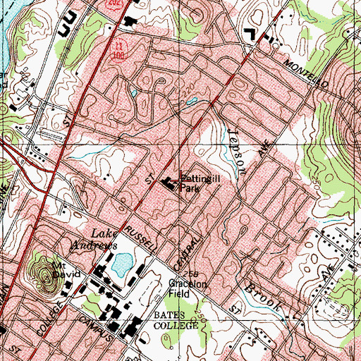 Topographic Map of Pettingill Elementary School (historical), ME