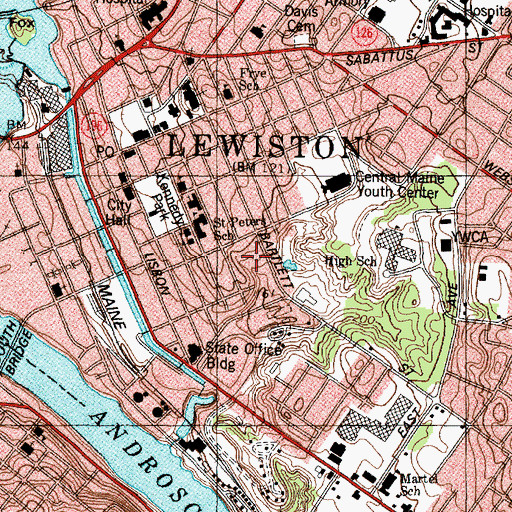 Topographic Map of Pierce Street Playground, ME