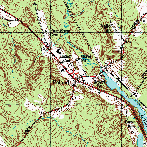Topographic Map of Poland Baptist Church, ME