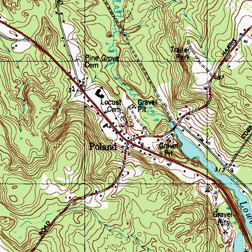 Topographic Map of Poland Community Church, ME