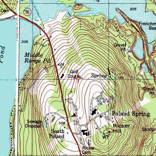 Topographic Map of Poland Spring Country Club, ME