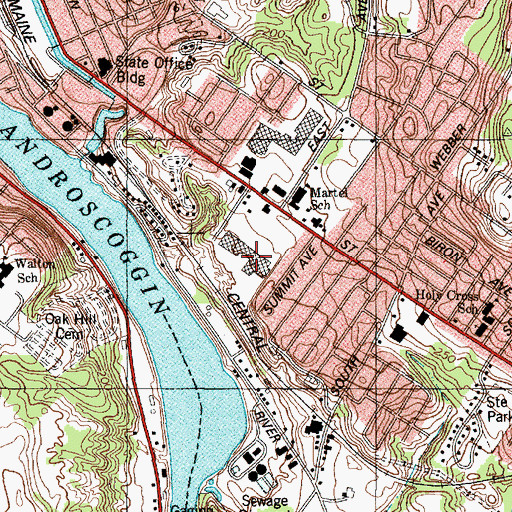 Topographic Map of Promenade Mall Shopping Center, ME
