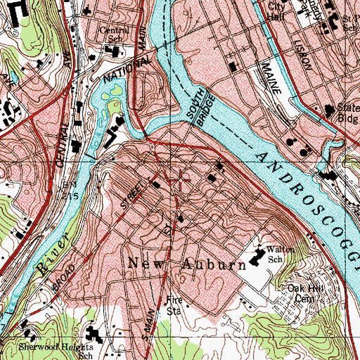 Topographic Map of Raymond Park, ME