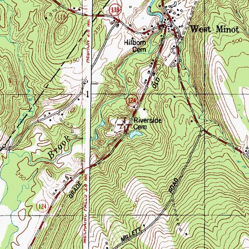 Topographic Map of Riverside Cemetery, ME